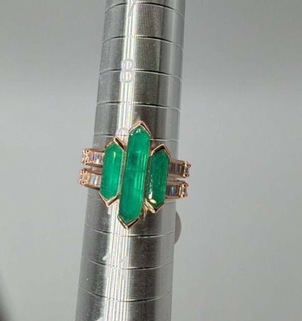 BP Sprightly Awaken Lab Created Emerald Size 10 Rose Gold